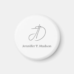 Calligraphy trendy classical monogram  magnet