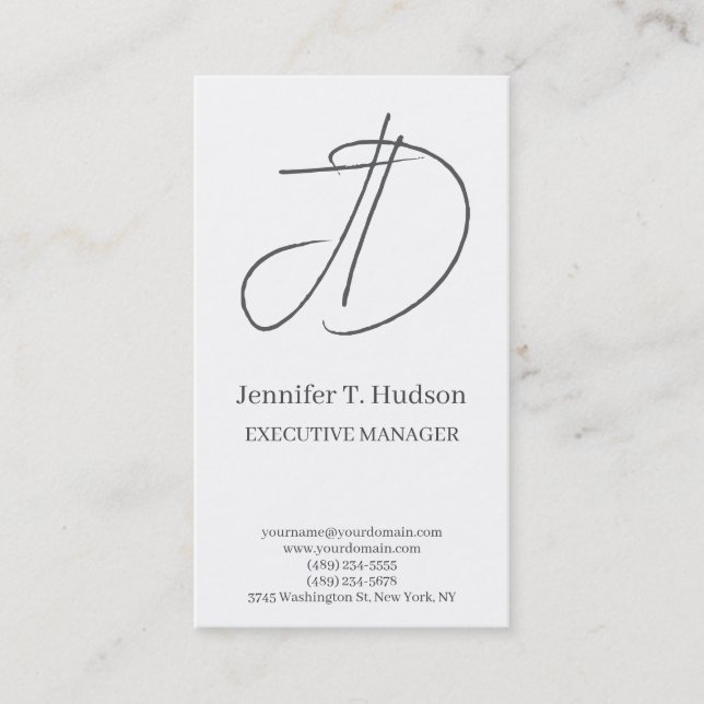 Calligraphy trendy classical monogram profile card (Front)
