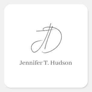Calligraphy trendy classical monogram square sticker