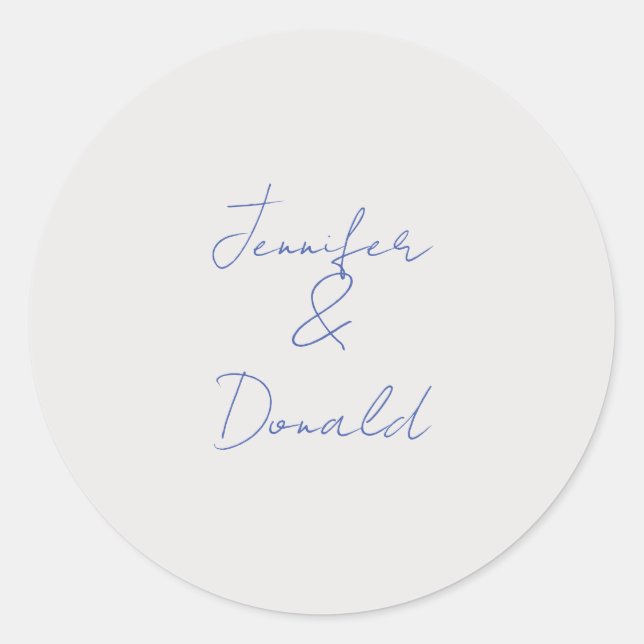 Calligraphy trendy classical plain personal names classic round sticker (Front)