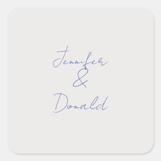 Calligraphy trendy classical plain personal names square sticker (Front)