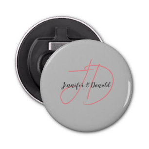 Calligraphy trendy classical script monogram bottle opener