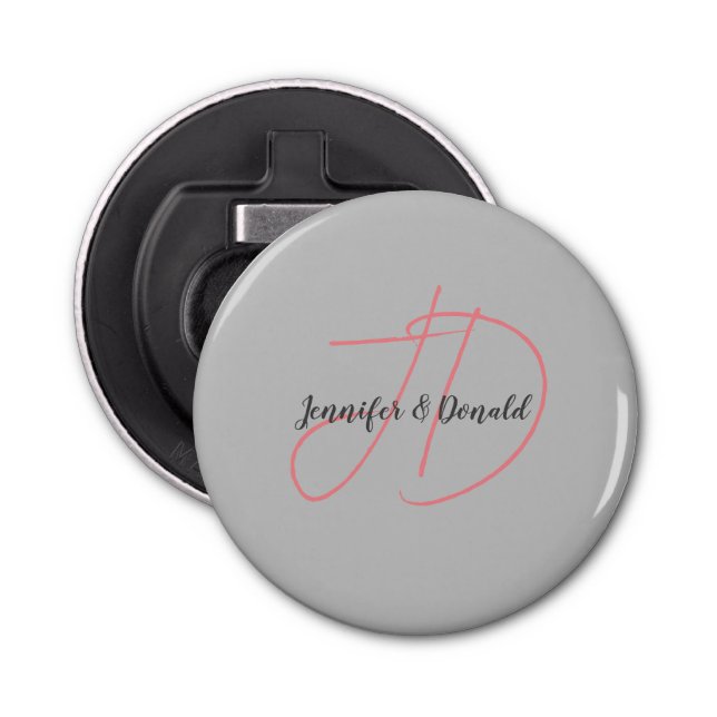 Calligraphy trendy classical script monogram bottle opener (Front)