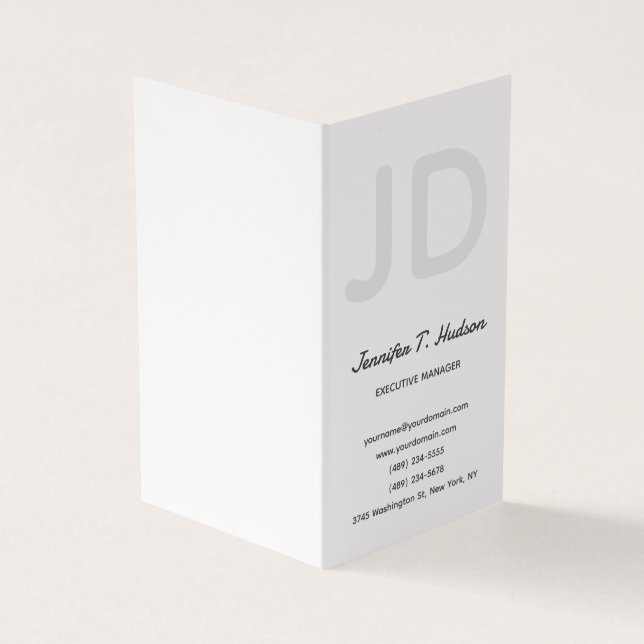 Calligraphy trendy classical script monogram business card (Outside)