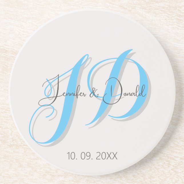 Calligraphy trendy classical script monogram coaster (Front)