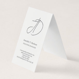Calligraphy trendy classical script monogram grey business card