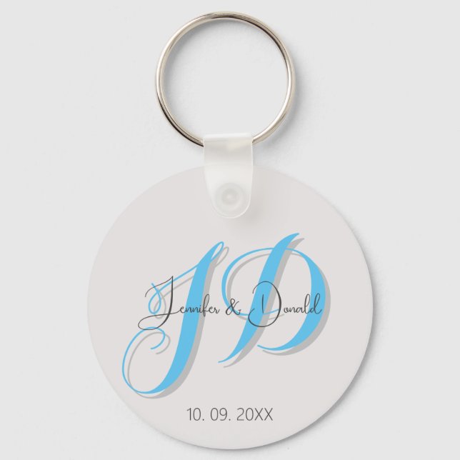 Calligraphy trendy classical script monogram key ring (Front)