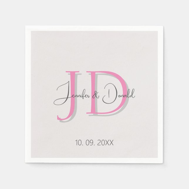 Calligraphy trendy classical script monogram napkin (Front)