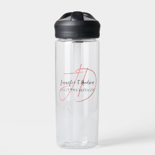 Calligraphy trendy classical script monogram water bottle