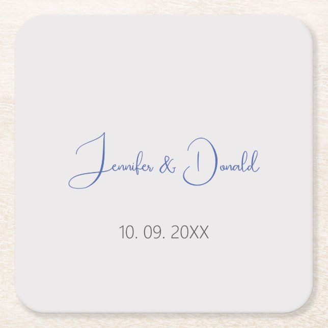 Calligraphy trendy classical script plain personal square paper coaster (Front)