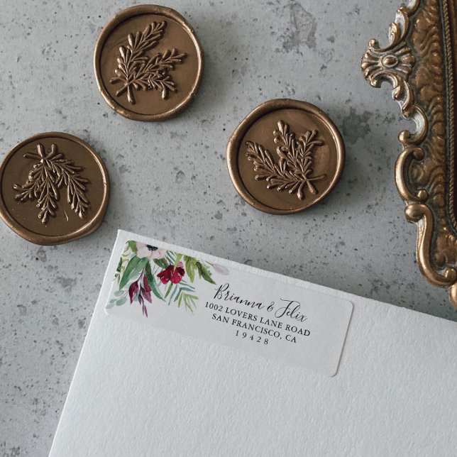 Calligraphy Tropical Coloured Floral Return Addres (Creator Uploaded)