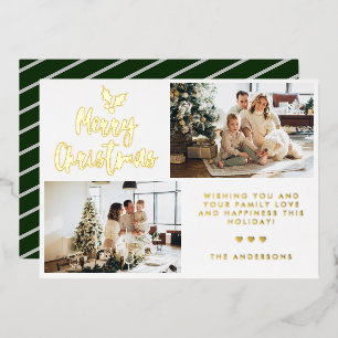 Calligraphy Two Photo Striped Collage Christmas
