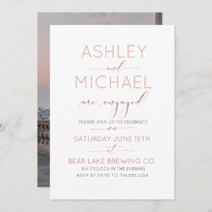 CALLIGRAPHY TYPOGRAPHY Blush Rose Gold Engagement Invitation