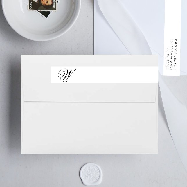 Calligraphy Typography Monogram Gold Deco Wedding Wrap Around Label (Creator Uploaded)