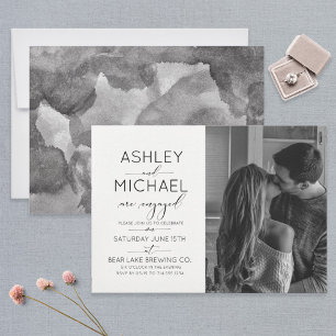 Calligraphy Typography Photo Engagement Party Invitation