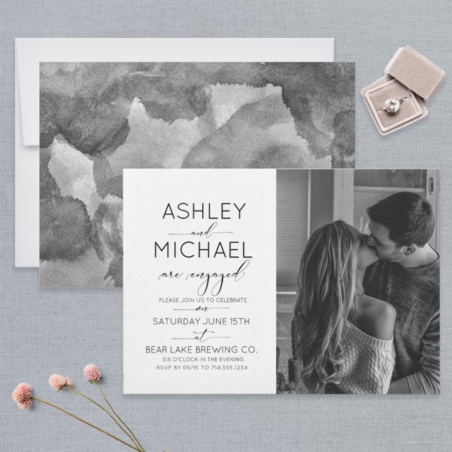 Calligraphy Typography Photo Engagement Party Invitation (Creator Uploaded)