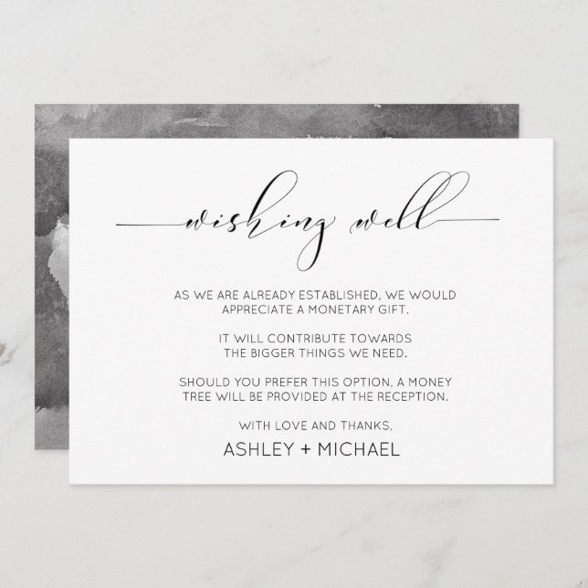 Calligraphy Typography Wedding Wishing Well Horiz. Invitation (Front/Back)