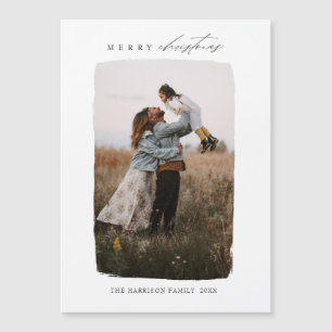 Calligraphy Vertical Christmas Photo Magnet Card