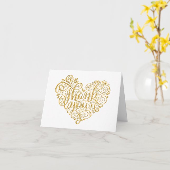 Calligraphy Vintage Phrase Thank You Card (Yellow Flower)