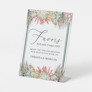 Calligraphy Watercolor Boho Flowers Wedding Favour Pedestal Sign