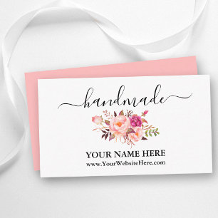 Calligraphy Watercolor Pink Blush Floral Handmade Enclosure Card