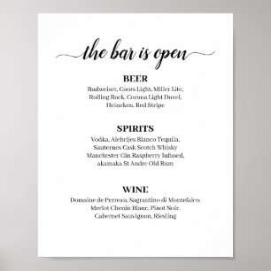 Calligraphy Wedding Bar Menu Sign