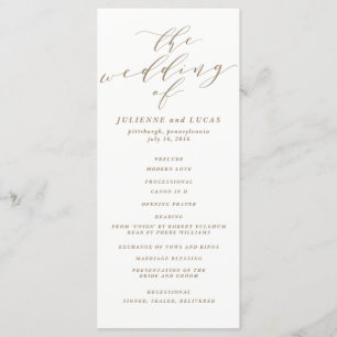 Calligraphy Wedding Ceremony Progam Gold Programme