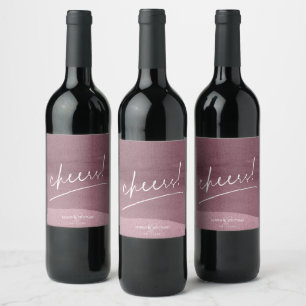 Calligraphy Wedding Cheers Mauve ID771 Wine Label