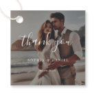 Calligraphy Wedding Coastal Beach Photo Thank You
