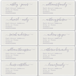 Calligraphy Wedding Guest Address Labels UK Layout
