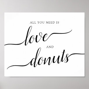 Calligraphy Wedding "Love and Donuts" Sign