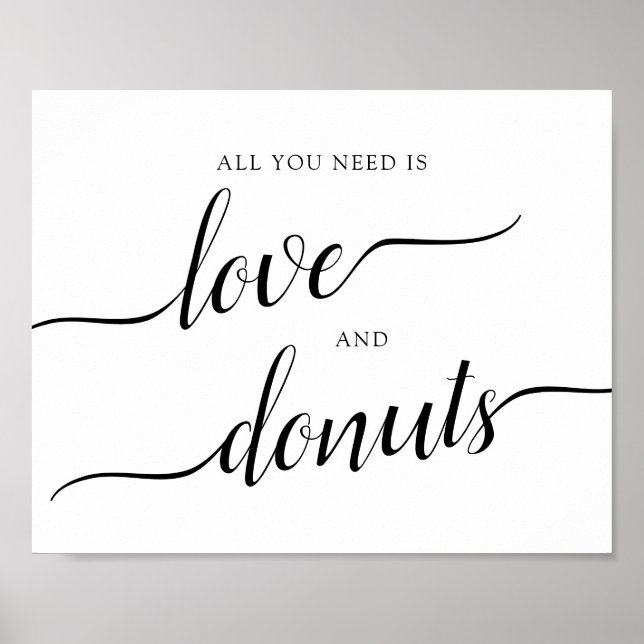 Calligraphy Wedding "Love and Donuts" Sign (Front)