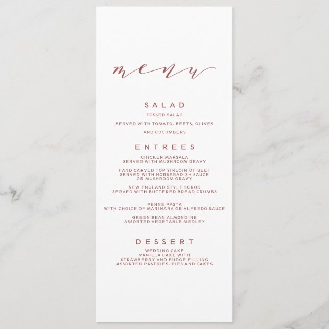 Calligraphy Wedding Menu | Marsala (Front)