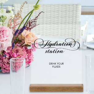 Calligraphy Wedding Nurse Hydration Station Drink Acrylic Sign