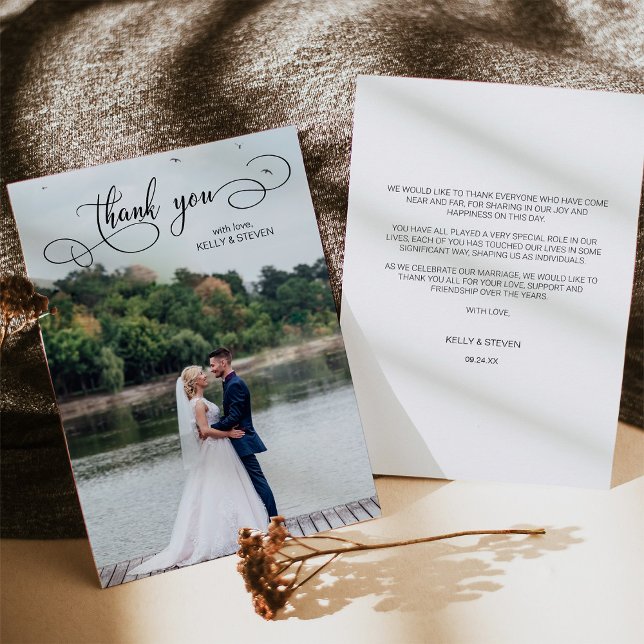 Calligraphy Wedding Photo Thank You Cards (Creator Uploaded)