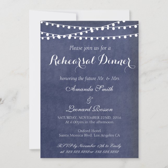 Calligraphy wedding rehearsal dinner invitations (Front)