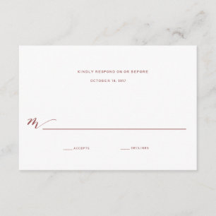 Calligraphy Wedding Reply   Burgundy Marsala RSVP Card