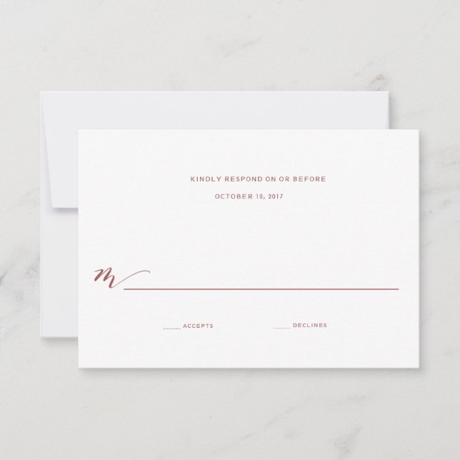 Calligraphy Wedding Reply | Burgundy Marsala RSVP Card (Front)