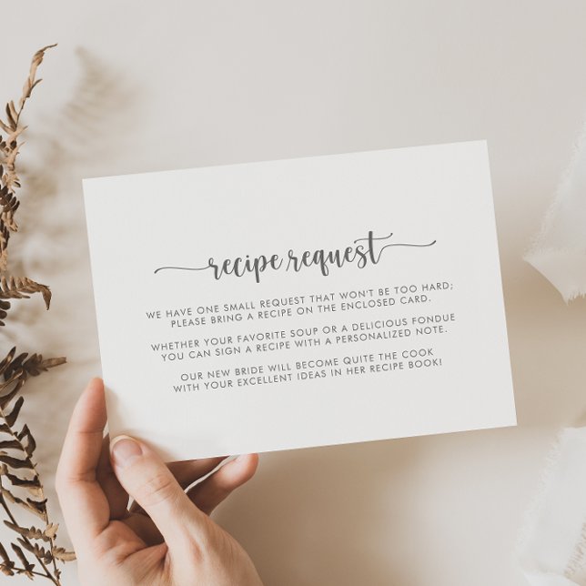 Calligraphy Wedding Silver Recipe Request   Enclosure Card (Creator Uploaded)