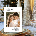 Calligraphy Wedding Table Numbers Double Sided<br><div class="desc">Elegant Calligraphy Script Wedding Table Numbers Double Sided with custom personalised photo. Help your guests easily find their way with these simple elegant double sided table number cards. Easily to add the photos,  numbers,  names and date! Features a pretty calligraphy "the wedding of" script and custom photo template.</div>