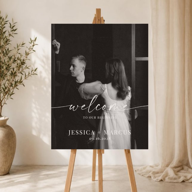 Calligraphy Wedding Welcome Sign Poster with Photo (Creator Uploaded)