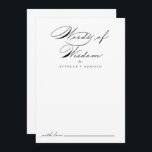 Calligraphy Wedding Words of Wisdom Advice Card<br><div class="desc">This calligraphy wedding words of wisdom advice card is perfect for a rustic wedding. The simple and stylish design features classic and fancy script typography in black and white. These cards are perfect for a wedding, bridal shower, baby shower, graduation party & more. Personalise the cards with the names of...</div>