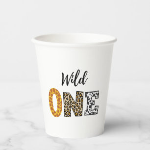Calligraphy wild one white baby shower paper cups