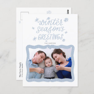 Calligraphy Winter Season Greetings Photo Holiday  Postcard