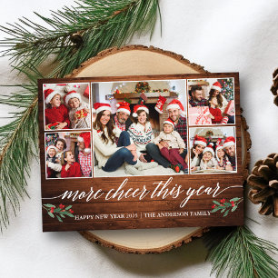 Calligraphy Wood More Cheer This Year 5 Photo Postcard