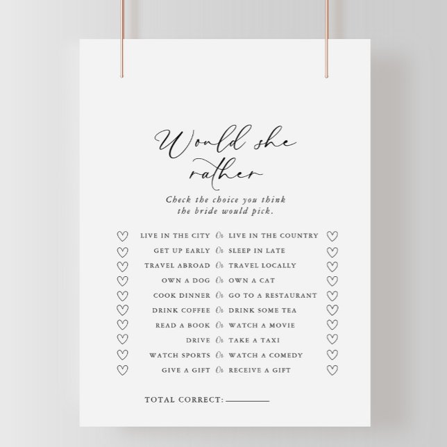Calligraphy Would She Rather Bridal Shower Game (Creator Uploaded)