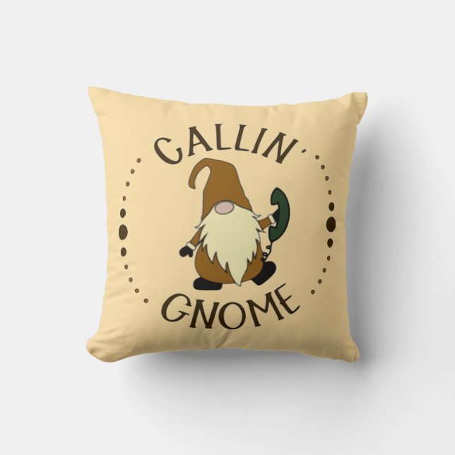 Callin’ Gnome Throw Pillow (Front)