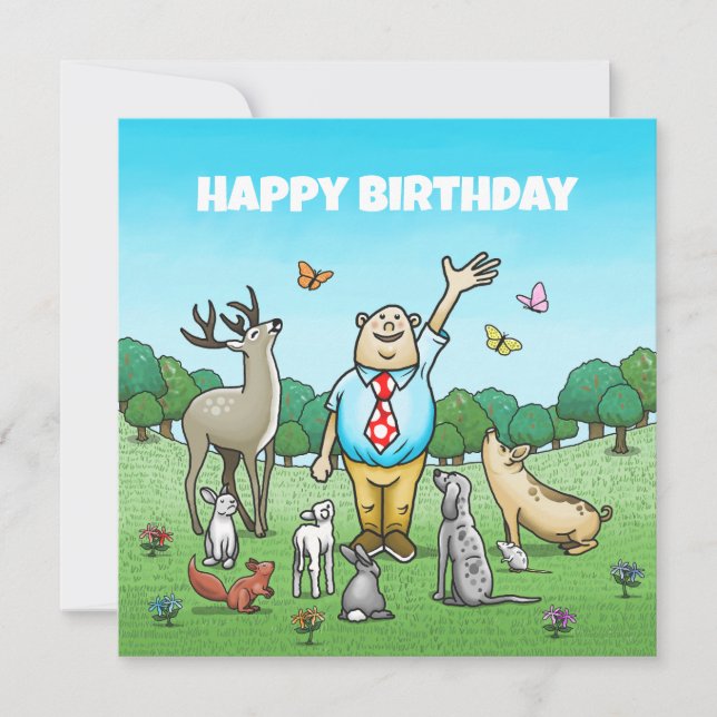 Calling All Animals for a Happy Birthday Card (Front)