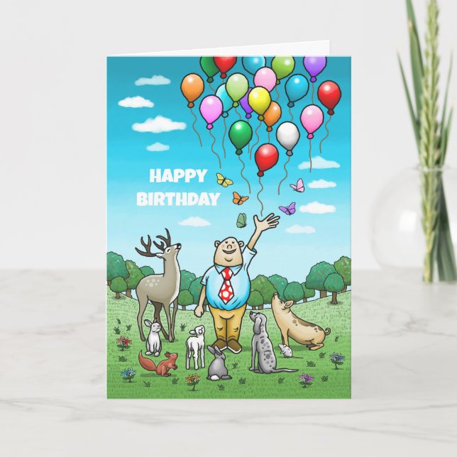Calling All Animals for a Happy Birthday Card (Front)