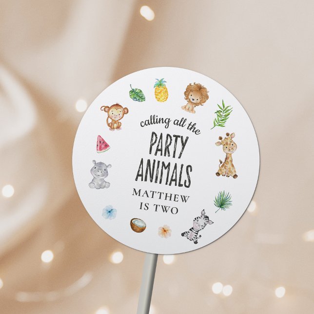 Calling All Animals Safari Jungle Kids Birthday Classic Round Sticker (Creator Uploaded)